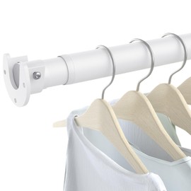 Closet Rods for Hanging Clothes, 17 to 28 Inch Heavy Duty Stepless Adjustable Closet Hanging Rod, 1.3 Inch Diameter Metal Closet Rod for Wardrobes Laundry Bedroom RV, White