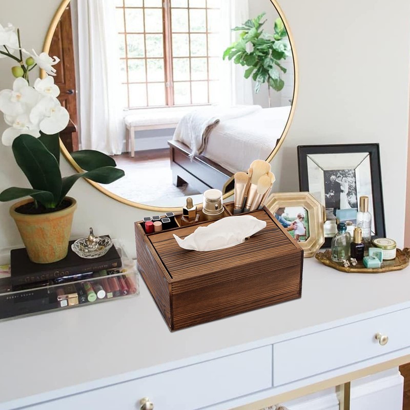 Sumnacon Wood Rectangular Tissue Box Cover - Multifunctional Tissue Holder