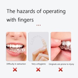 MZHRUIKAN 4 pieces Clear Aligner Removal Tool, Transparent Braces Removal Tool, for Invisalign Removable Retainers, Aligners,Braces Removal Kit, Grey