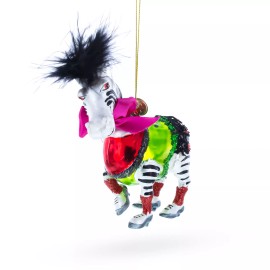 BESTPYSANKY Zebra in Costume Blown Glass Christmas Ornament