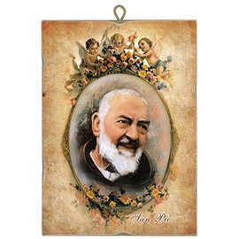 Padre Pio St. Pio Vintage Wooden Picture Gift