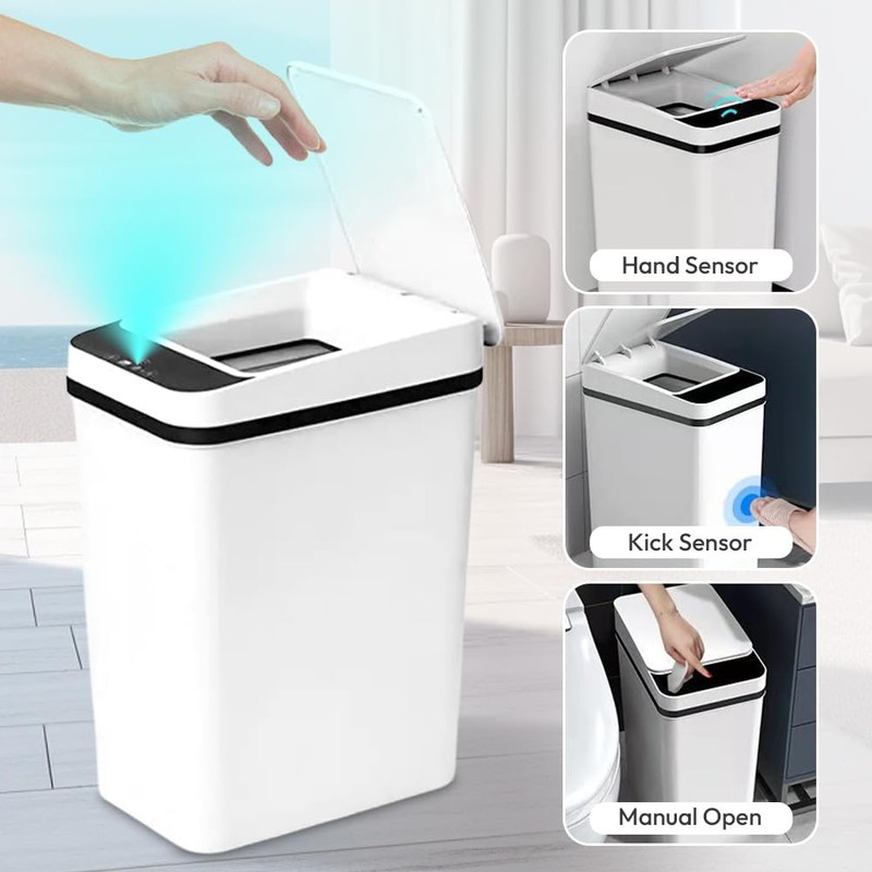 Zinueen Bathroom Bin 12L Sensor Cosmetic Bin - Bin with