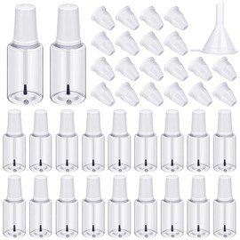 Irenare 20 Pcs 20ml Refillable Empty Nail Polish Bottles Plastic Nail Polish Container Empty Bottle with Mixing Marble Conservation Insert Brush Top, Clear