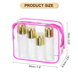uxcell Clear Toiletry Bag, 12 Pcs PVC Transparent Makeup Bag for Women Man, Cosmetic Pouch Bags with Zipper for Travel Makeup Organizer Pouch, Rose Pink(XL Size)