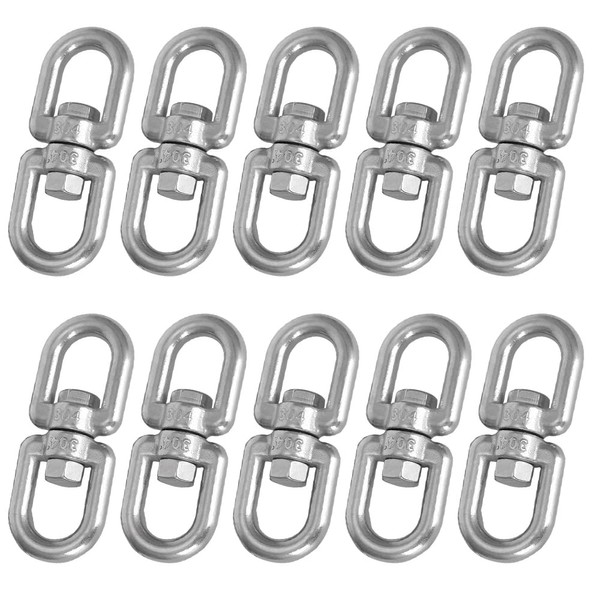 Set of 10 Stainless Steel Swivel, Chean, Rotating Can, Stainless