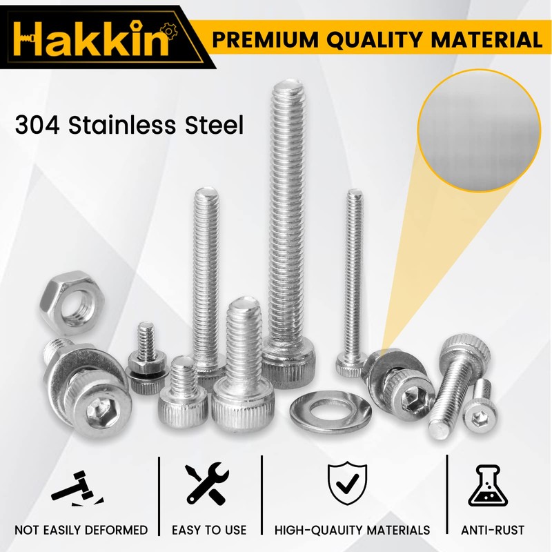Hakkin Nuts and Bolts 1080Pcs M2 M3 M4 Hex Socket