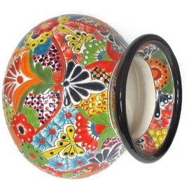 Talavera Pottery Store Welcome Planter Medium Hand Painted Pot Indoor Outdoor Multi Colored Glazed Puebla