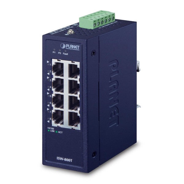 Planet IP30 Compact size 8-Port 10/100TX Fast Ethernet Switch, ISW-800T