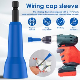 GLMFAN 2Pcs Wire Nut Twister, Wire Twisting Tool Wire Nut Driver, Spin Twist Wire Connector Socket Electrician Tools w 1/4inch Chuck for Drill and Wire Connector Tools, Enhanced Wiring Efficiency