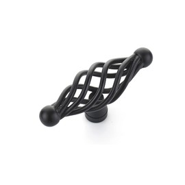 Richelieu Hardware BP10569900 Champs-Élysées Collection 2 3/4-inch (69 mm) x 13/16-inch (20 mm) Matte Black Traditional Cabinet and Drawer Birdcage Knob for Kitchen, Bathroom, and Furniture