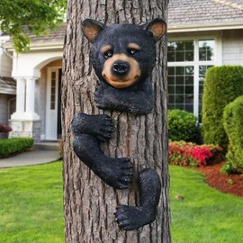 BRYNHILDSANS Baby Bear Garden Statue Tree Hugger Bear Decor Outdoor Statues Collectible Resin Garden Sculpture Tree Pendant Animal Sculpture Funny Bear Tree Art Decoration for Garden, Yard
