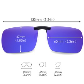 JM Rimless Rectangle Clip on Sunglasses Lightweight Polarized Eyeglasses Men Women Mirror Blue
