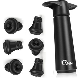 AHN Wine Saver Vacuum Pump with 6 Vacuum Wine Bottle Stoppers,Wine Preserver Fresher Silicone Leak Proof Wine Sealer Cap Topper Cover Plug Reusable Food Grade Wine Corks Fit Almost Wine Bottles Gift