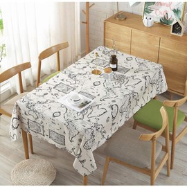 Bringsine Rectangular Cotton Linen World Map Washable Tablecloth Vintage Rectangle Dinner Picnic Table Cloth Home Decoration （Rectangle/Oblong, 55 x 71 Inch）