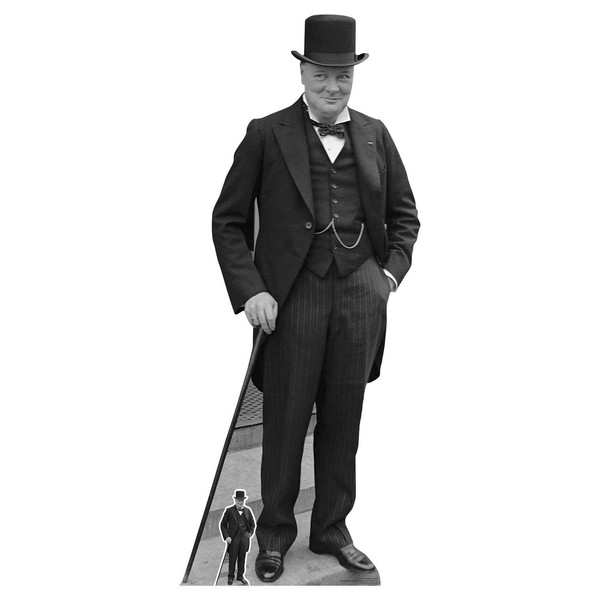 STAR CUTOUTS Ltd SC1451 Winston Churchill Conservative Politican Perfect for Historical, VE Day and Political Parties and Events with Free Mini Standee Height 184cm, One Size, Multicolour