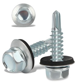 100PCS Roofing Screws with Rubber Washers 4.8x19mm Hex Head Self Tapping Screws Tech Screw for Metal Zinc Plated Corrugated Roofing Cladding Steel Screw for Tin Roof