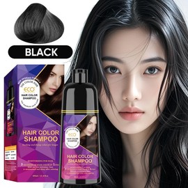 3-in-1 Plant Extract Hair dye Shampoo, Multi-Color Development, Mild Formula for Easy Coloring, Normal Hair Type, Deep Clean Effect, Trendy Hairdressing Maintenance - Color: Black