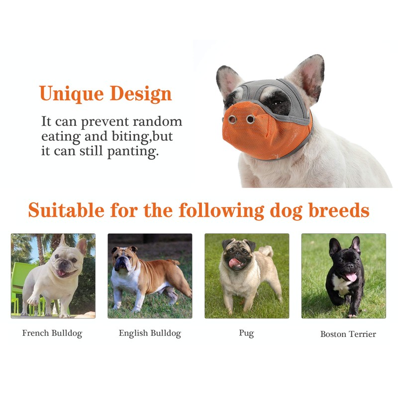CILKUS Short Snout Dog Muzzles - Bulldog Muzzle Adjustable Breathable