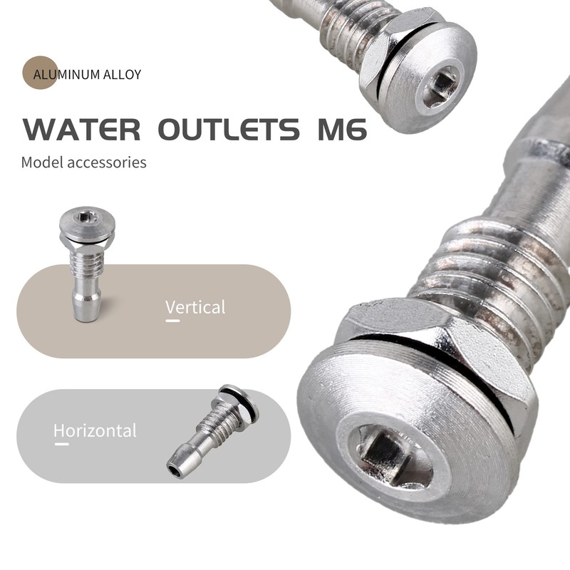 BQLZR RC Boat Water Nipple M6 Thread Silver Outlet Nozzle
