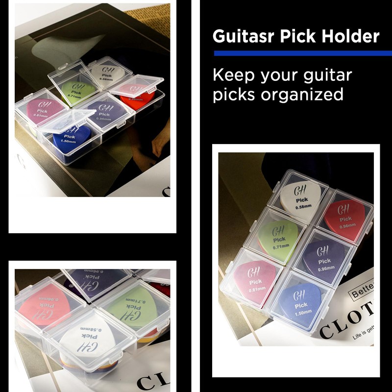 CollectHall Guitar Pick Holder, 6 Grid Guitar Pick Case, 60