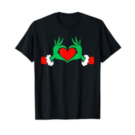 Funny Elf Cute Heart Hands Style Family Christmas Pajamas T-Shirt