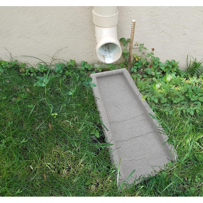 24" Decorative Downspout Rain Splash Block with Natural Stone Texture,