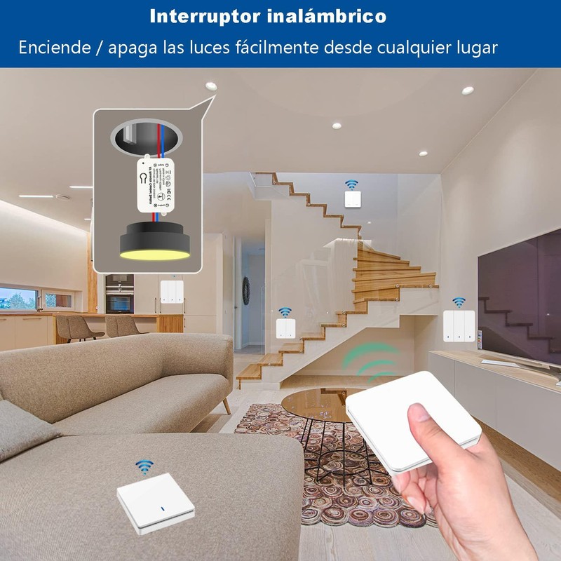 Interruptor de luz inalámbrico con transmisor RF de seguridad y