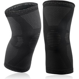 Rodilleras Deportivas 1 par, Rodilleras de Soporte Elásticas Antideslizantes,Protege tus Rodillas,Adecuado para Deportes al Aire Libre, Correr, Gimnasio, Baloncesto, Tiro (Negro, Large)