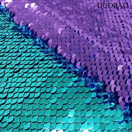 DUOBAO - Tela de lentejuelas reversible por The Yard turquesa a lavanda con lentejuelas de sirena, telas, telón de fondo para fotos, color verde azulado