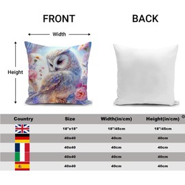 Kissenbezug Eule Dekorationen Kissenbezug Eule Tier Ornamente Blumen Geschenke für Frauen Outdoor Dekor Home Wohnzimmer Couch Sofa 18"x18"(45x45cm)