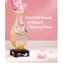 PieceRelax Unique Flower Vase - 3D Puzzle Vase for Adults to Flower Arrangement and Home Decoration Made By 160 Curved and Translucent Plastic Puzzle Pieces - Spring Symphony [S1040]