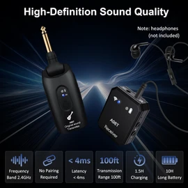 WENTELMUSIC A98T 2.4GHz Wireless in-Ear Monitor System – Low Latency, HD Audio, 100ft Range, 24-bit 48kHz for Clear Sound, Mono/Stereo, 5-Hour Battery, Ideal for Studio, Live Performance, Bands