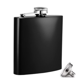 Hillside-Kit Hip Flask Pocket Alcohol Dranking Flask 6 OZ Stainless Steel Leak proof with Funnel Flask set (Black)