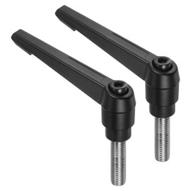 sourcing map 2pcs Clamping Lever Handles, M12 x 35mm 304 Stainless Steel Threaded Male Stud, Adjustable Handles Locking Quick Release Ratchet Push Button Bolt Knobs, Black