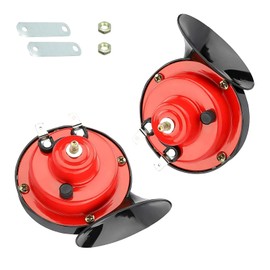 icykale 2 PCS 300DB Super Loud Train Horn, 12V Waterproof Electric Snail Double Horn, Universal Car Snail Horn Replacement Kit, for Motorcycle, Truck, Sedans (Red)