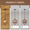 Poemoon 18" Farmhouse Wooden Chandelier 4-Light Geometric Pendant Lighting