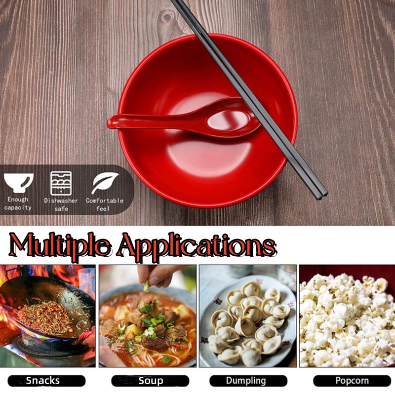 FISDEN 10 Pack Miso Soup Bowl with Spoon, Unbreakable Melamine