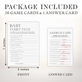 Baby Family Feud Game Kits For Baby Shower - Minimalism Pearl White - 30 Fill In The Blank Game Cards With 1 Answer Card Each Set, Gender Reveal, Gender Neutral，Party Favor & Supplies - A05