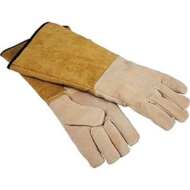 Rocky Mountain Goods Simple Spaces Leather Fireplace Gloves 16”- Extra Long Heat Resistant Pig Skin Leather - Large - Premium Suede Gloves for Fire, Grilling, Welding, Cooking - Unisex - Hang Strap