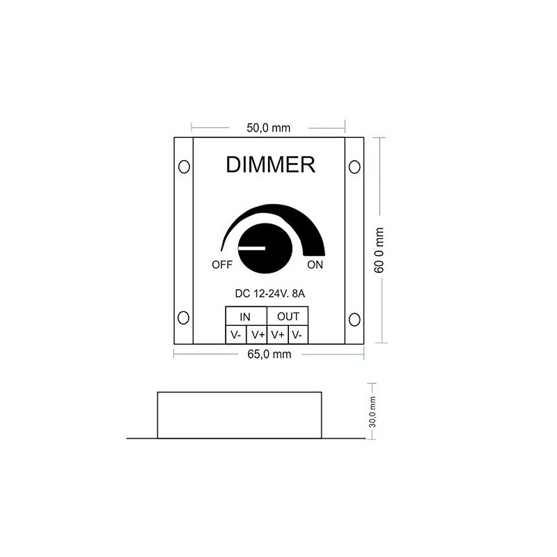 LED PWM Dimmer for LED Stripes DC12V-24V 8A Continuous Regulator