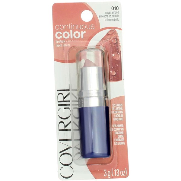 CoverGirl Continuous Color Shimmer Sugar Almond 010 Lipstick -- 2 per case.
