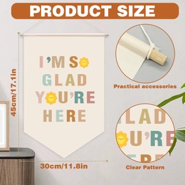 I'm So Glad You're Here Boho Classroom Decor, Creative Classroom Decor Retro Teacher Classroom Decor Everyone is Welcome Classroom Decor, Suitable for Minimalism Face Classroom Decor Classroom Door Decor