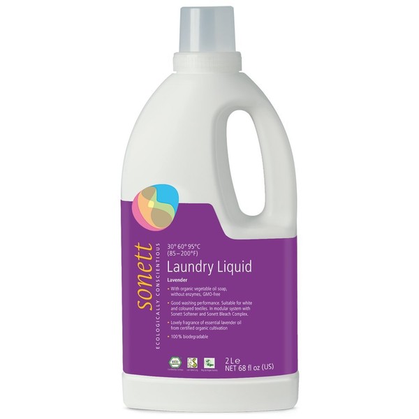 Sonett Organic Laundry Liquid Detergents Soap All Textiles (Lavender, 1 Count) Certified Organically Grown