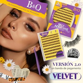 B&Q Pestañas Postizas, Pestañas Autoadhesivas, Reutilizables e Impermeables, Efecto Clásico, Con Pinzas, Extensiones de Pestañas Adhesivas, Fácil de A
