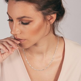 Silver Singapore Chain Necklace for Women, 2.5mm Sterling Silver Singapore Chain for Women Sterling Silver Chain Necklace for Women Silver Chain for Women Water Wave Chain Necklace Jewelry 22 Inch