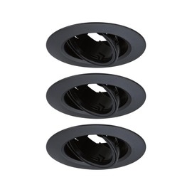 Paulmann 92111 Recessed Light Set of 3 Swivelling Round 90 mm 30° GU10 Max. 3 x 10 W 230 V Black Recessed Lamp
