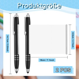 Pack of 2 Black Ballpoint Pens with Cheat Sheet Ballpoint Pen with Retractable Note Spicker Pen with Blue Refills for Writing Notes School Office Children Women Men