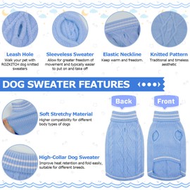 ROZKITCH Small Dog Sweater, Pullover Cold Weather Knitwear for Fall Winter, Dog Turtleneck Sweater Classic Thick Warm Clothes Outfit for Chihuahua, Bulldog, Dachshund, Pug, Yorkie for Puppy Blue S