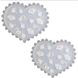 2 Pieces White DIY 3D Silicone Nail Art Decortive Design Mold Nail Art Making Tools Mould False Nails and Accessories, DIY Design Tool for False Nails,False Nail Tips