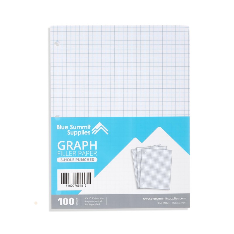 Blue Summit Supplies Graph Paper Bulk, 3 Hole Punch, Fits